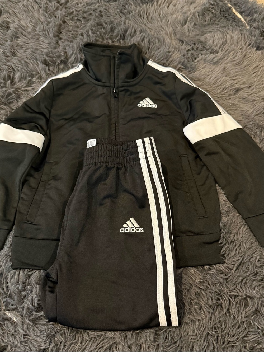 adidas Black and White Kids Track Jacket & Pants Set